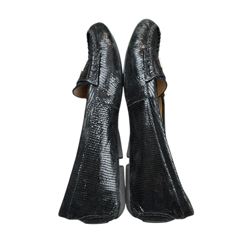 Vionic Sydney Women's 7.5 Black Lizard Leather Loafers Driving Moccasins - Picture 3 of 7